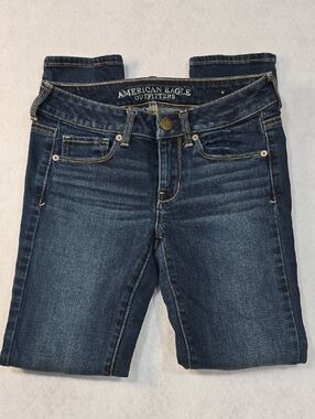 American Eagle Outfitters Skinny Jeans Dark Wash Low Rise Size 0 Short‎